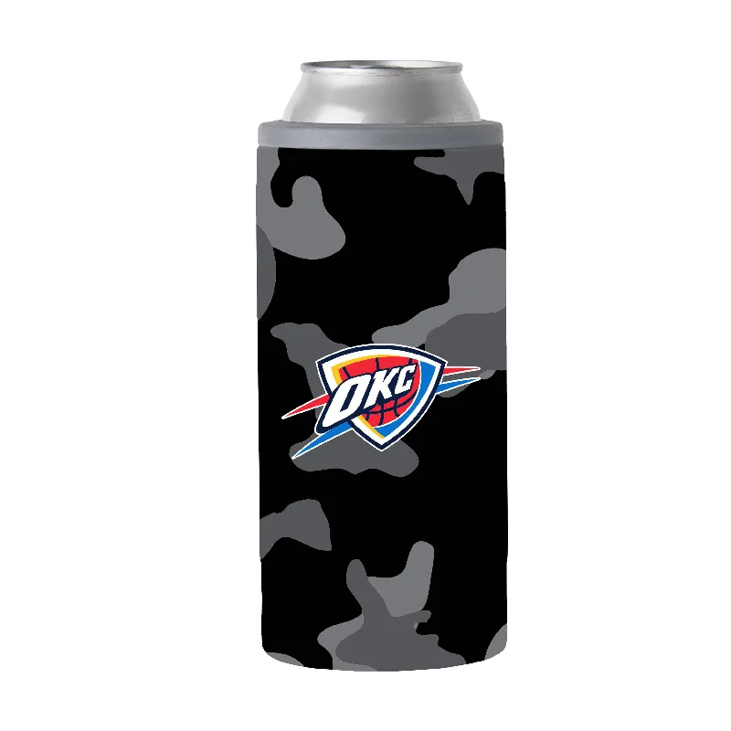 Beer Team Mug-Oklahoma City Thunder Black Camo 12oz Slim Can Coolie