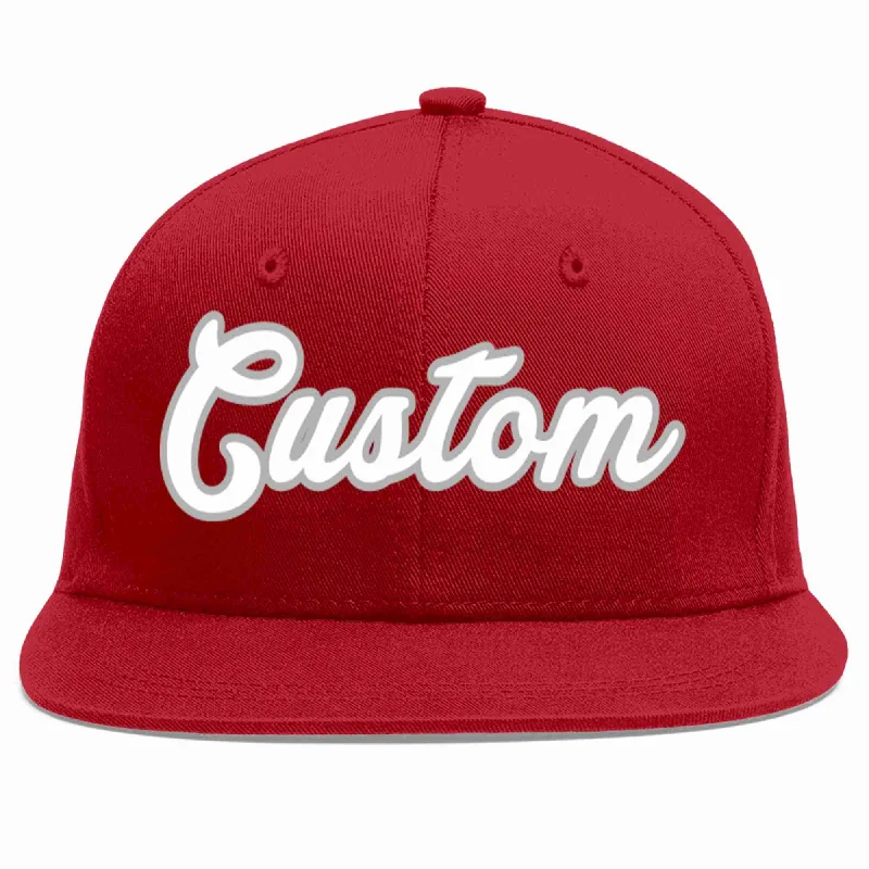 Luxury Baseball Cap-Custom Red White-Gray Casual Sport Baseball Cap