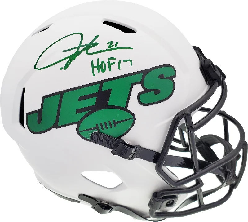 Match Football Helmet-LaDainian Tomlinson Autographed New York Jets Lunar Eclipse White Full Size Replica Speed Helmet "HOF 17" Beckett BAS QR Stock #193847