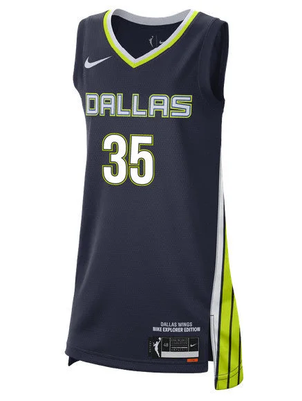 Metallic Basketball Jersey-Women Dallas Wings #35 Collier Navy Stitched W Basketball Jersey