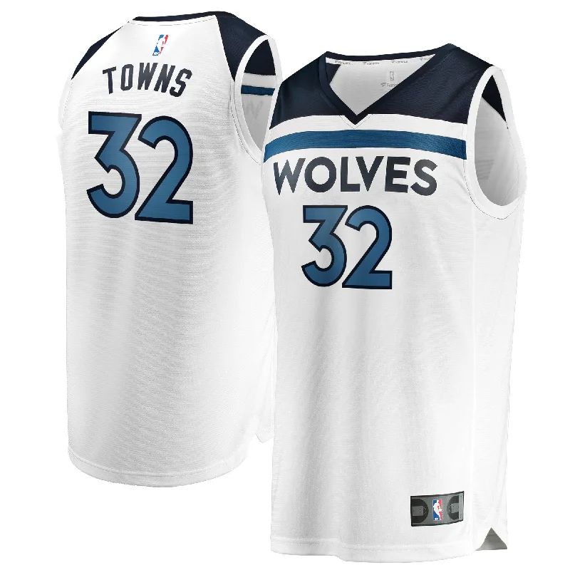 Custom Basketball Jersey-Karl-anthony Towns Minnesota Timberwolves Branded Youth Fast Break Basketball Jersey White - Association Edition