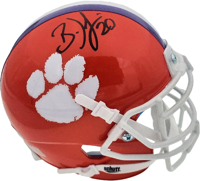 Anti-Concussion Football Helmet-Brian Dawkins Autographed Clemson Tigers Orange Schutt Mini Helmet In Black Beckett BAS Stock #185361