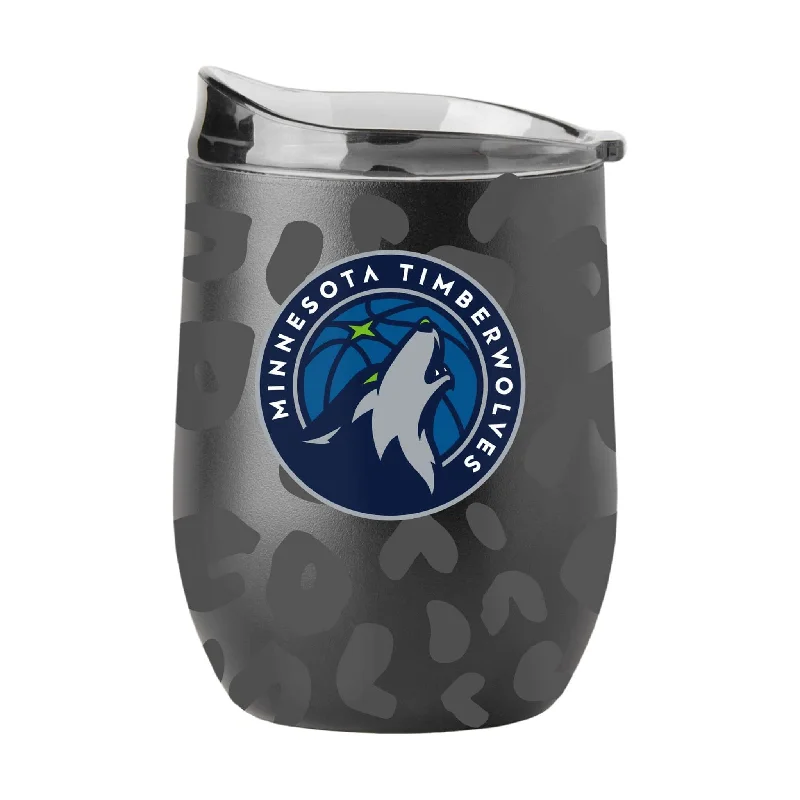 Thermal Team Mug-Minnesota Timberwolves Leopard 16oz Black Powder Coat Curved Beverage