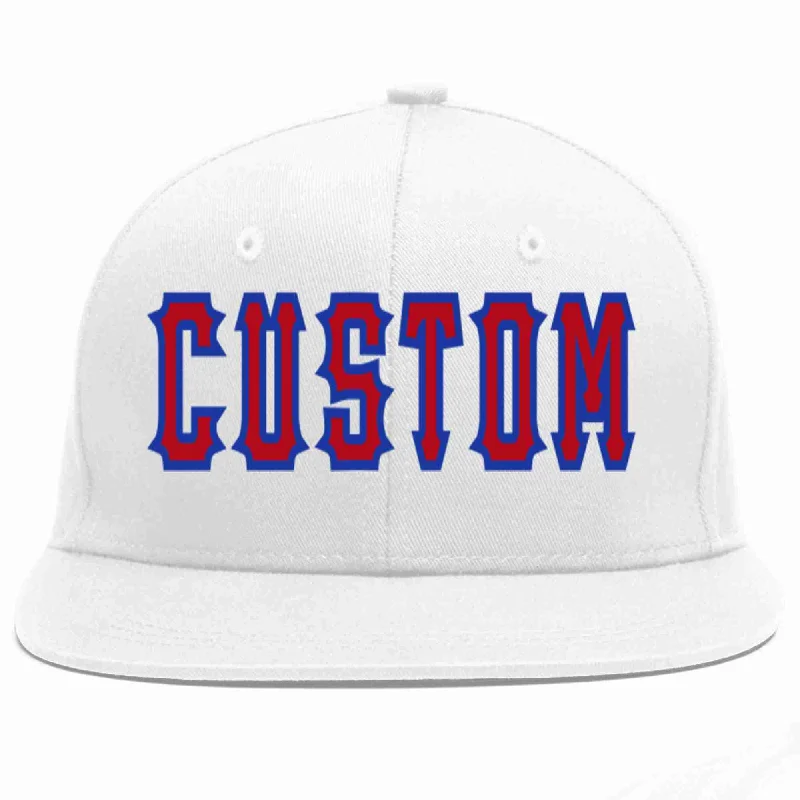 Beach Baseball Cap-Custom White Red-Royal Casual Sport Baseball Cap