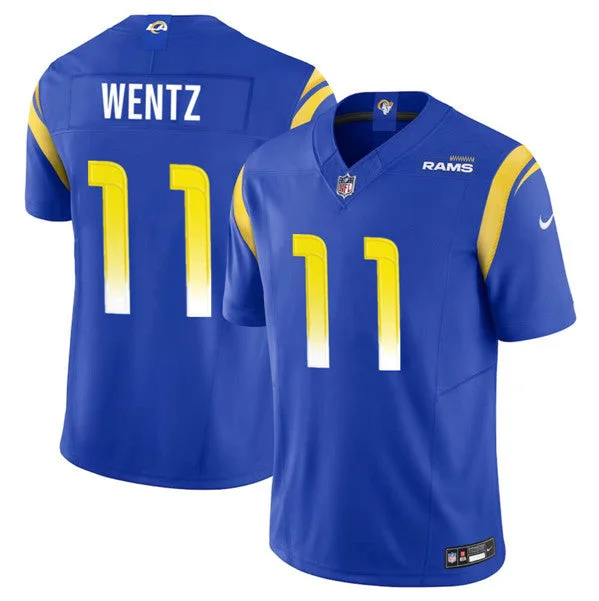 Cotton Soccer Jersey-Men's Los Angeles Rams #11 Carson Wentz Blue 2023 F.U.S.E. Untouchable Limited Football Stitched Jersey