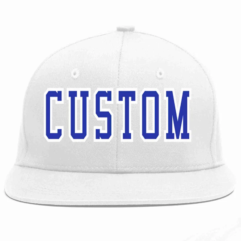 Sporty Baseball Cap-Custom White Royal-White Casual Sport Baseball Cap