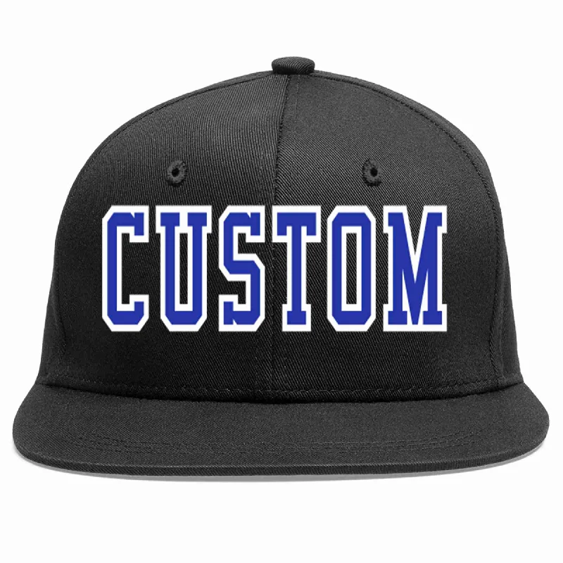 Printed Baseball Cap-Custom Black Royal-White Casual Sport Baseball Cap