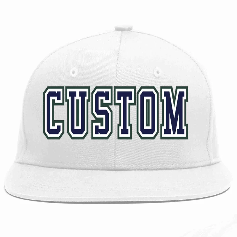 Skater Baseball Cap-Custom White Navy-White Casual Sport Baseball Cap