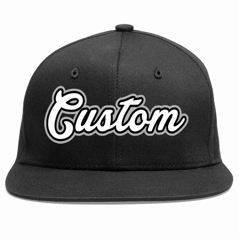 Mesh Baseball Cap-Custom Black White-Black Casual Sport Baseball Cap