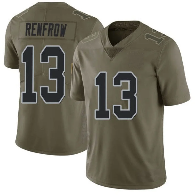 Teal Soccer Jersey-Men's Raiders #13 Hunter Renfrow Olive Stitched Football Limited 2017 Salute to Service Jersey