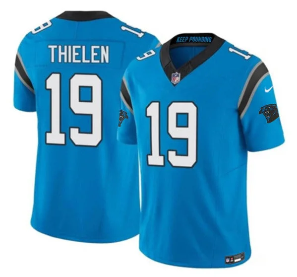 Teal Soccer Jersey-Men's Carolina Panthers #19 Adam Thielen Blue 2023 F.U.S.E. Untouchable Football Stitched Jersey