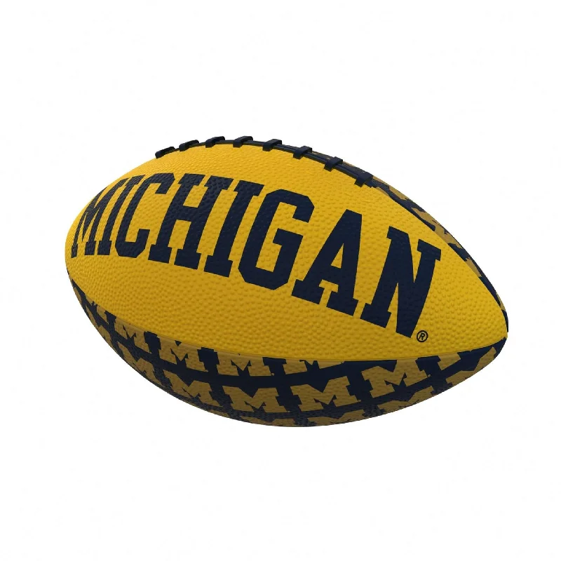 Metallic Rugby Ball-Michigan Repeating Mini-Size Rubber Football