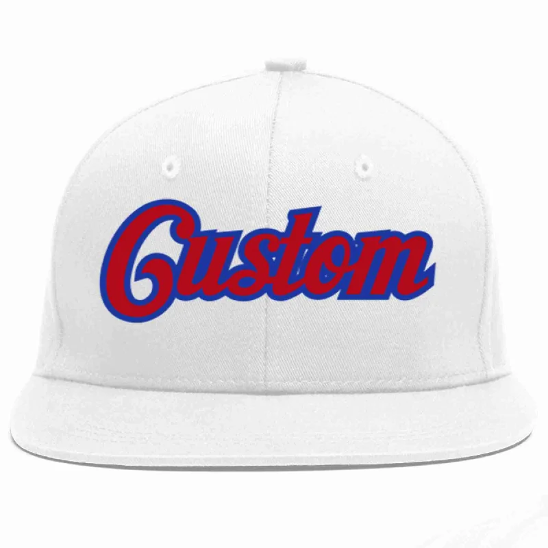 Recycled Material Baseball Cap-Custom White Red-Royal Casual Sport Baseball Cap