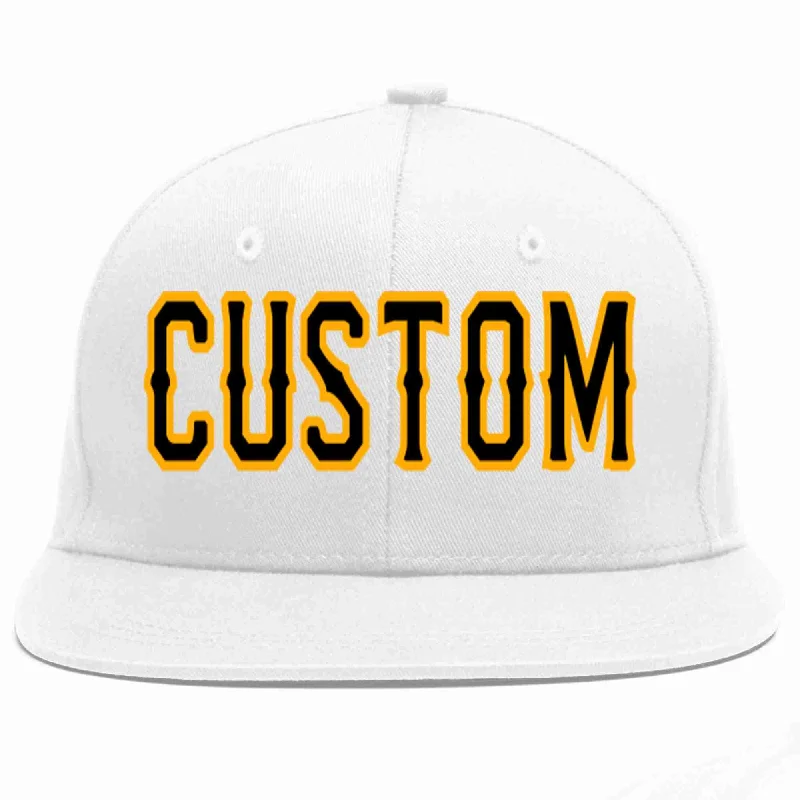 Graphic Baseball Cap-Custom White Black-Yellow Casual Sport Baseball Cap