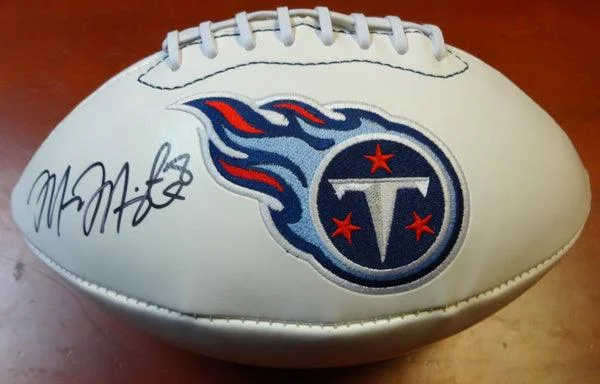 Open Face Football Helmet-Marcus Mariota Autographed White Logo Football Tennessee Titans MM Holo #04267