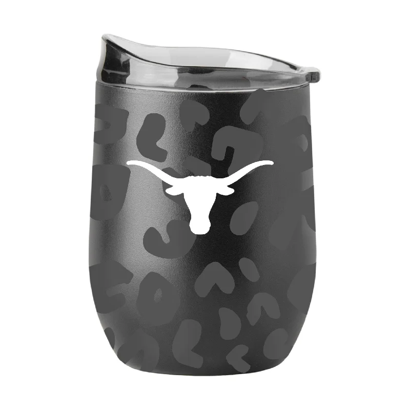 Tall Team Mug-Texas Leopard 16oz Black Powder Coat Curved Beverage