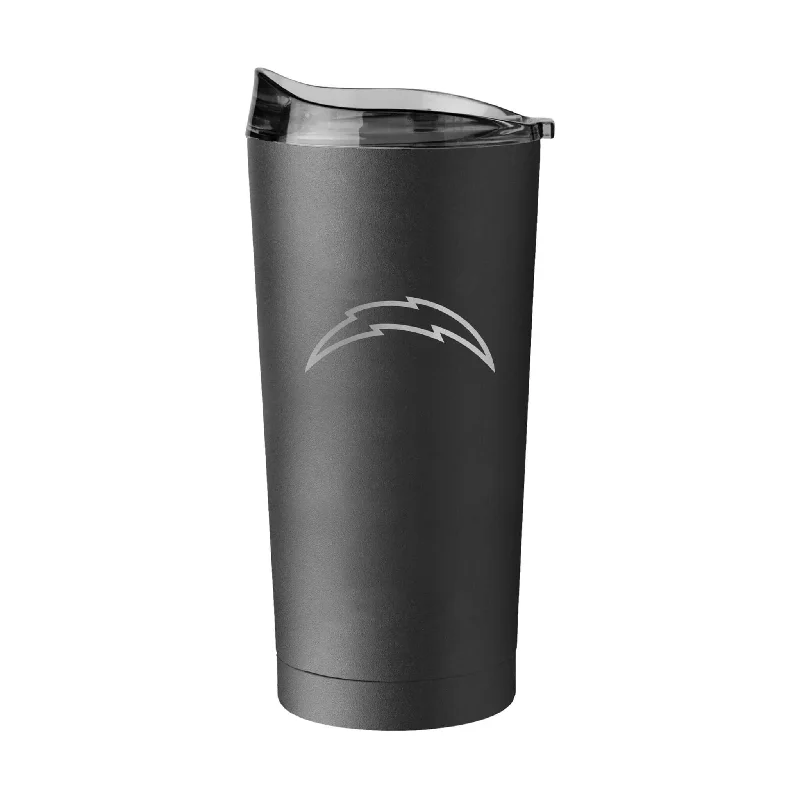 Glossy Finish Team Mug-Los Angeles Chargers 20oz Etch Black Powder Coat Tumbler