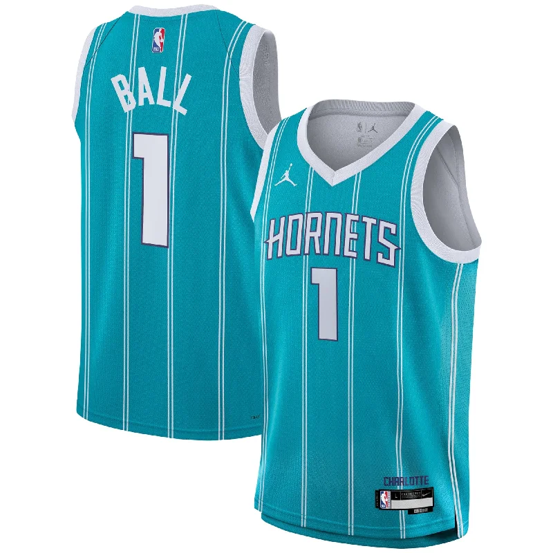 Minimalist Basketball Jersey-Lamelo Ball Charlotte Hornets Youth Swingman Basketball Jersey - Icon Edition - Teal