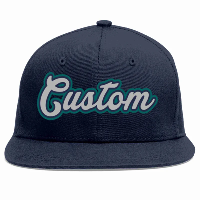 Graphic Baseball Cap-Custom Navy Gray-Navy Casual Sport Baseball Cap