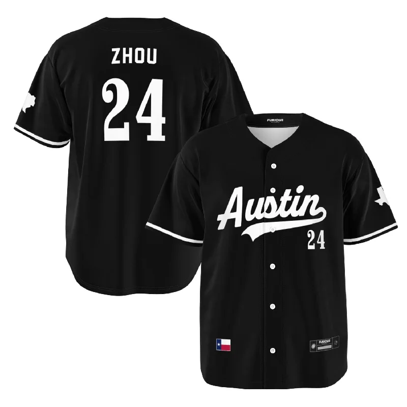 Teal Baseball Jersey-Zhou - Jet Black Austin Jersey