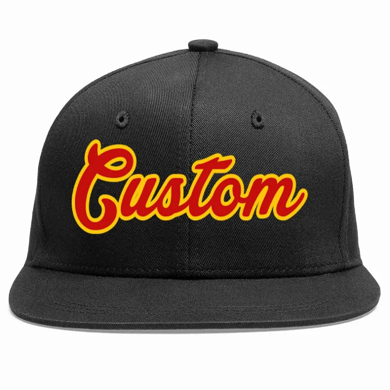 Vintage Baseball Cap-Custom Black Red-Yellow Casual Sport Baseball Cap