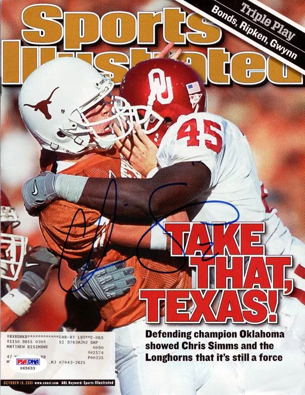 Tinted Visor Football Helmet-Chris Simms Autographed Sports Illustrated Magazine Texas Longhorns PSA/DNA #X65633