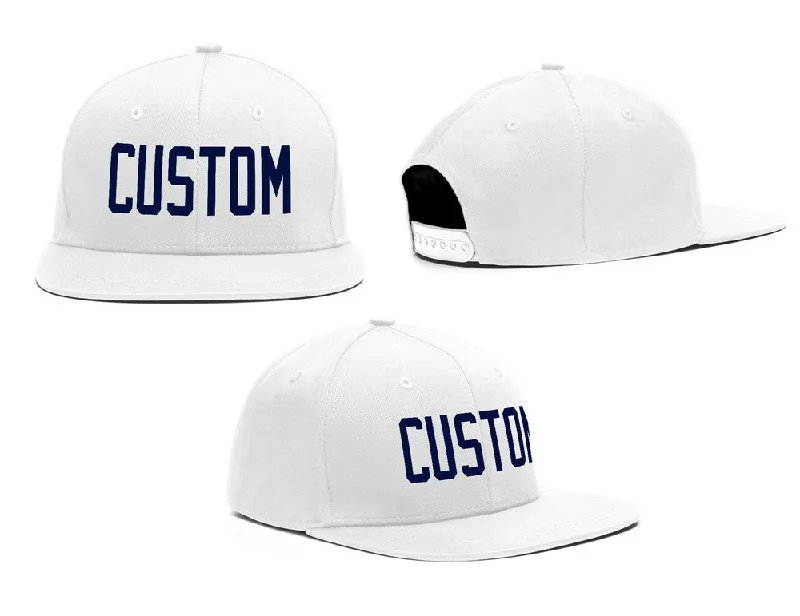 Distressed Baseball Cap-Custom White Navy Casual Sport Baseball Cap