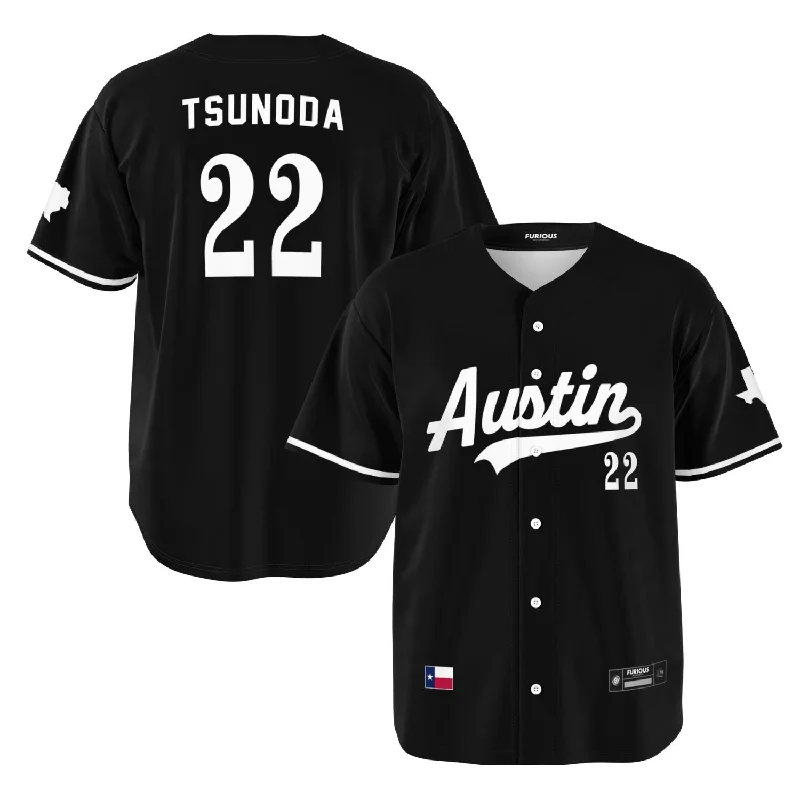 Matte Baseball Jersey-Tsunoda - Jet Black Austin Jersey