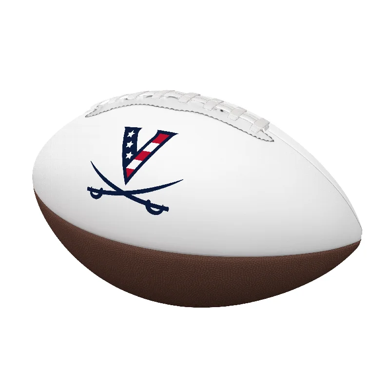 Rugby Ball for Turf-Virginia Red White and Hoo Full Size Autograph Football