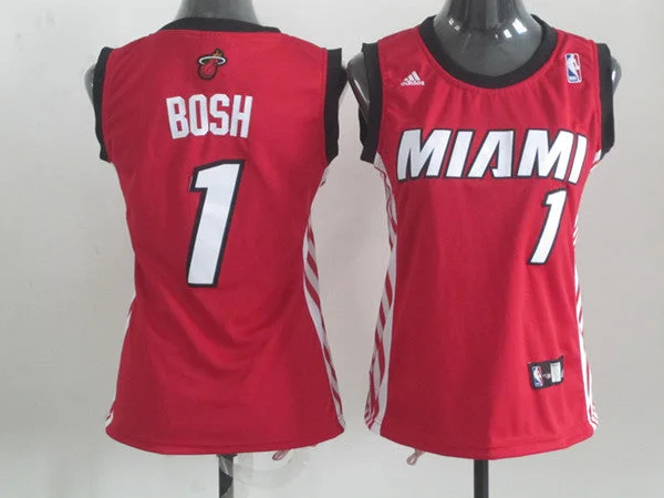 Warm-Up Basketball Jersey-Heat 1 BOSH Red Women Basketball Jersey