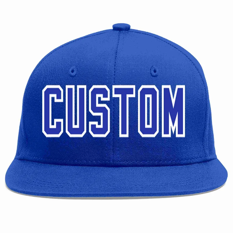 Recycled Material Baseball Cap-Custom Royal Royal-White Casual Sport Baseball Cap