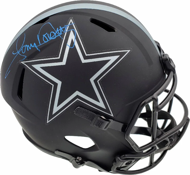 Reinforced Football Helmet-Tony Dorsett Autographed Eclipse Black Dallas Cowboys Full Size Speed Replica Helmet Beckett BAS Stock #185837