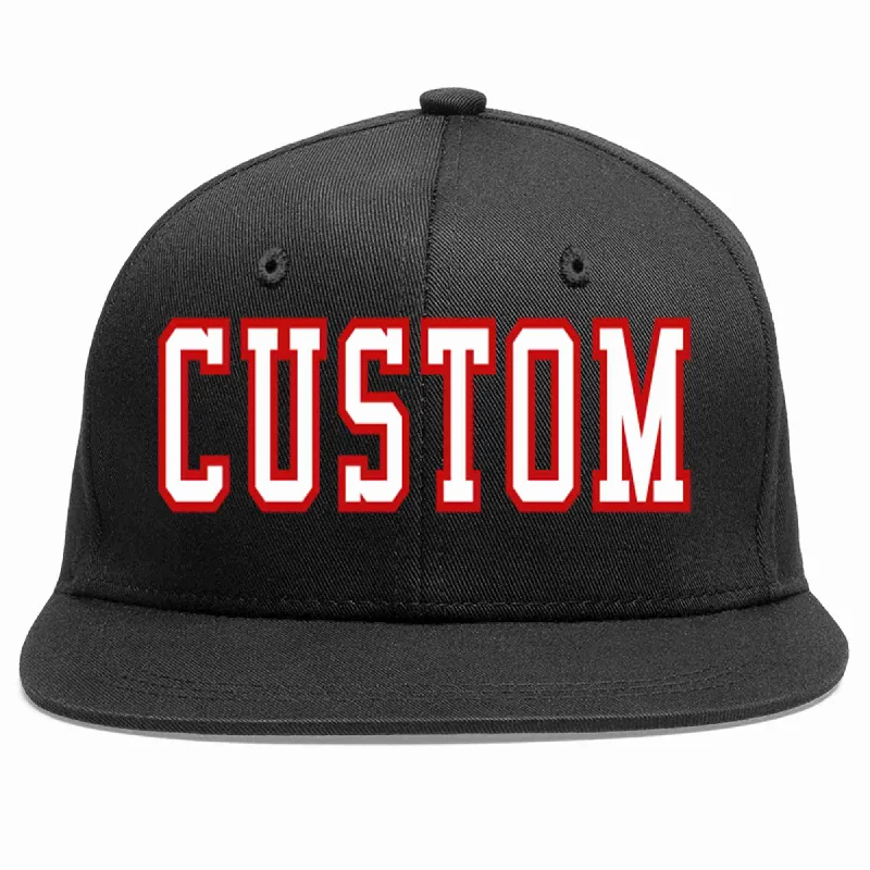 Suede Baseball Cap-Custom Black White-Red Casual Sport Baseball Cap