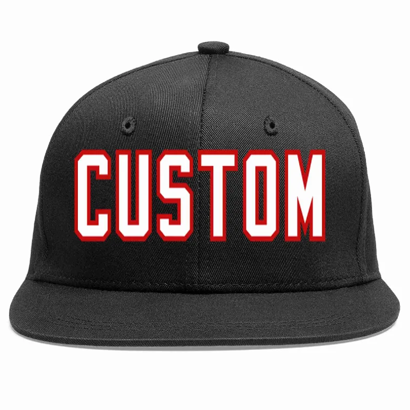 Skater Baseball Cap-Custom Black White-Red Casual Sport Baseball Cap