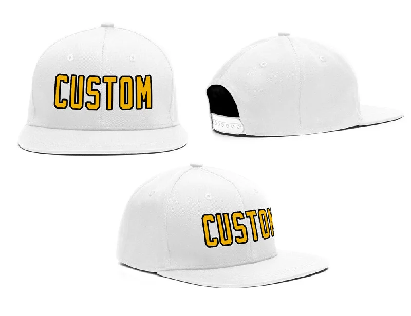 Mesh Baseball Cap-Custom White Yellow Casual Sport Baseball Cap