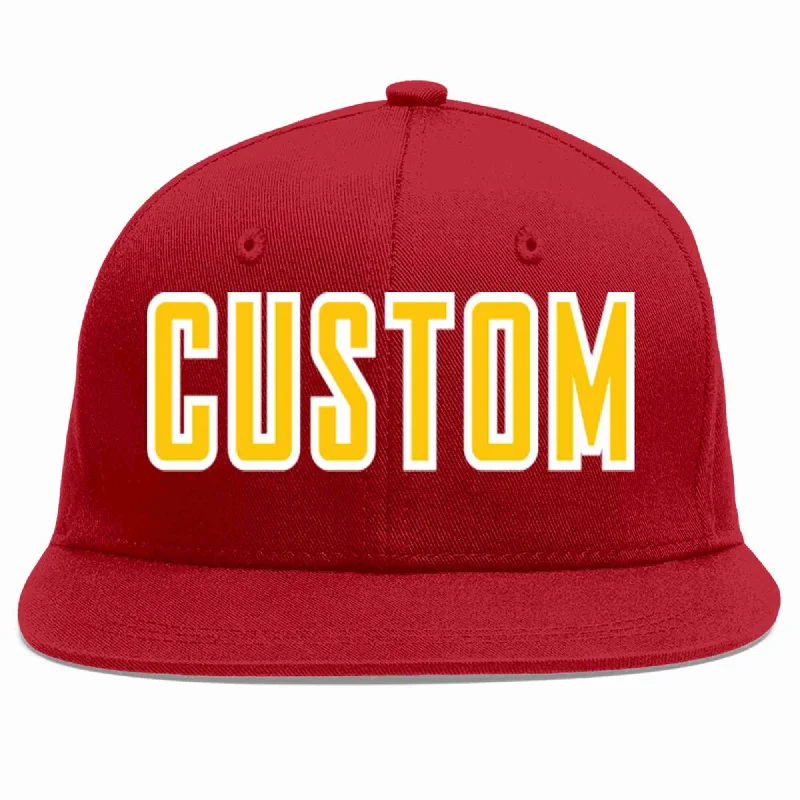 Tennis Baseball Cap-Custom Red Gold-White Casual Sport Baseball Cap