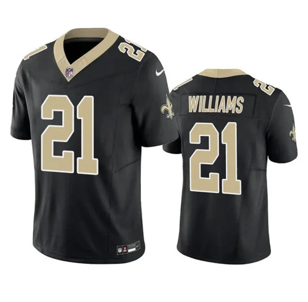 Striped Soccer Jersey-Men's New Orleans Saints #21 Jamaal Williams Black 2023 F.U.S.E. Untouchable Limited Football Stitched Jersey