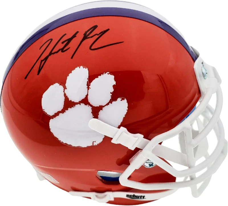 Aerodynamic Football Helmet-Hunter Renfrow Autographed Clemson Tigers Orange Schutt Mini Helmet Beckett BAS Stock #191545