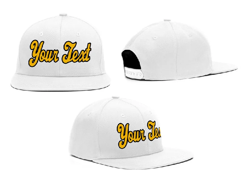 Custom Logo Baseball Cap-Custom White Yellow-Black Sport Baseball Cap