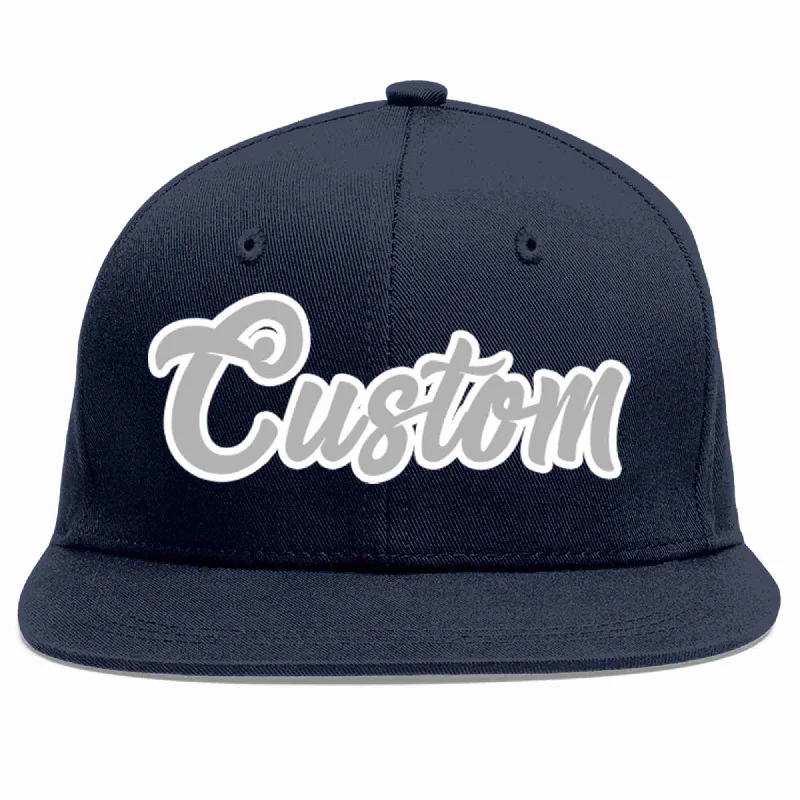 Breathable Baseball Cap-Custom Navy Gray-White Casual Sport Baseball Cap