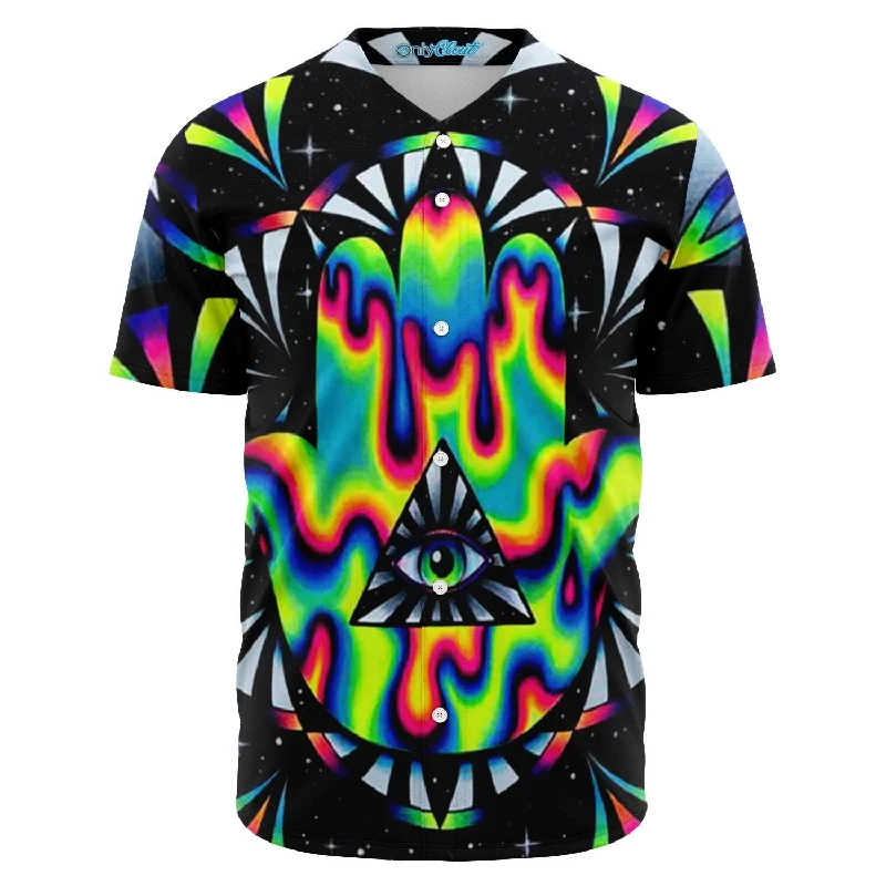 Moisture-Wicking Baseball Jersey-Trippy Hamsa Acid Baseball Jersey