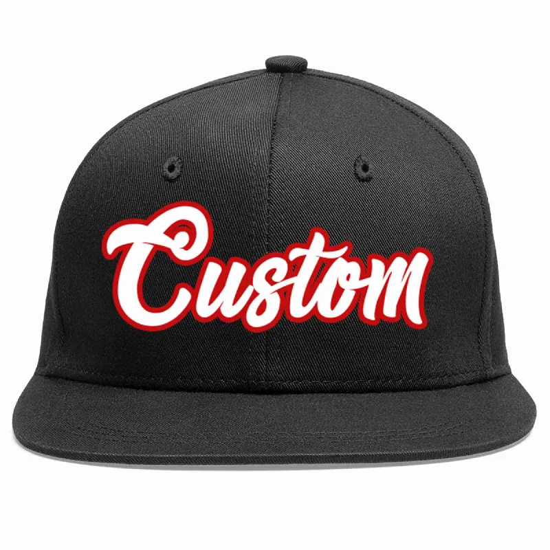 Classic Baseball Cap-Custom Black White-Red Casual Sport Baseball Cap