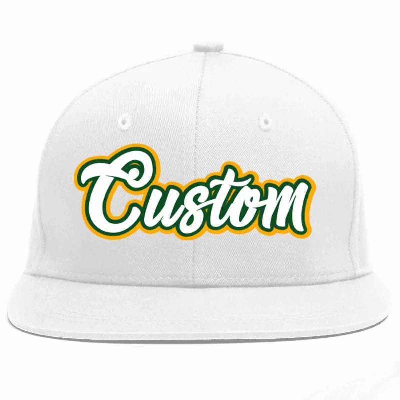 Monochrome Baseball Cap-Custom White White-Kelly Green Casual Sport Baseball Cap