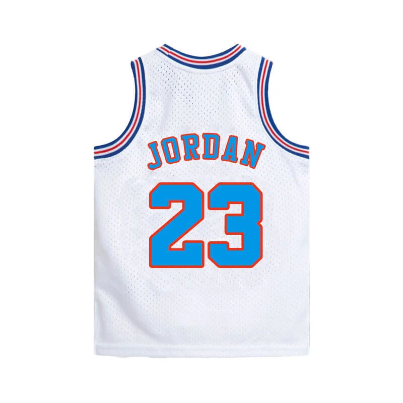 Numbered Basketball Jersey-Michael Jordan Space Jam Jersey Youth - White Tune Squad Jersey