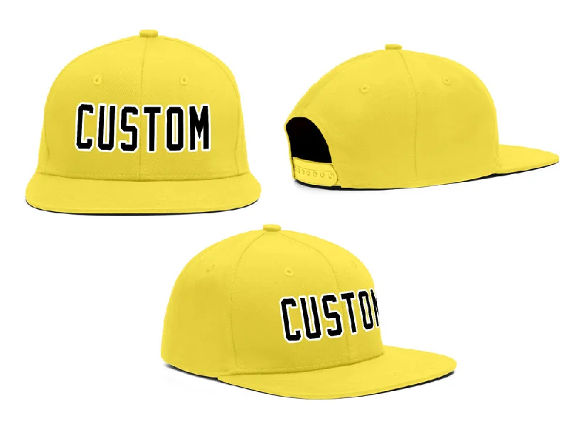 Rock Style Baseball Cap-Custom Yellow Black  Outdoor Sport Baseball Cap