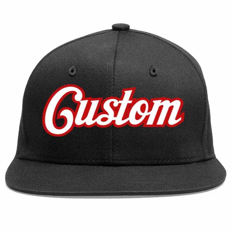 Premium Baseball Cap-Custom Black White-Red Casual Sport Baseball Cap