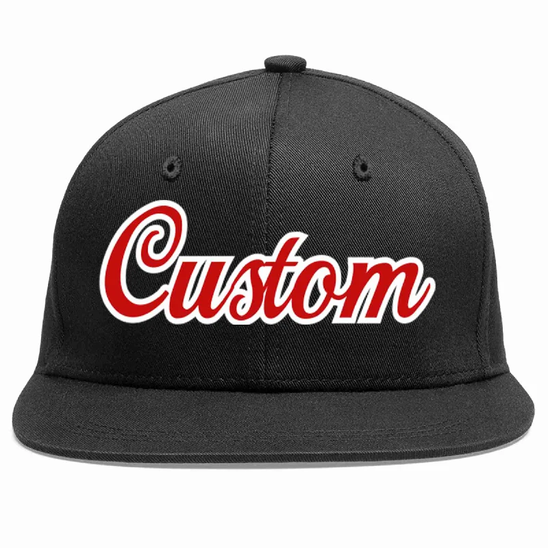 Grunge Baseball Cap-Custom Black Red-White Casual Sport Baseball Cap