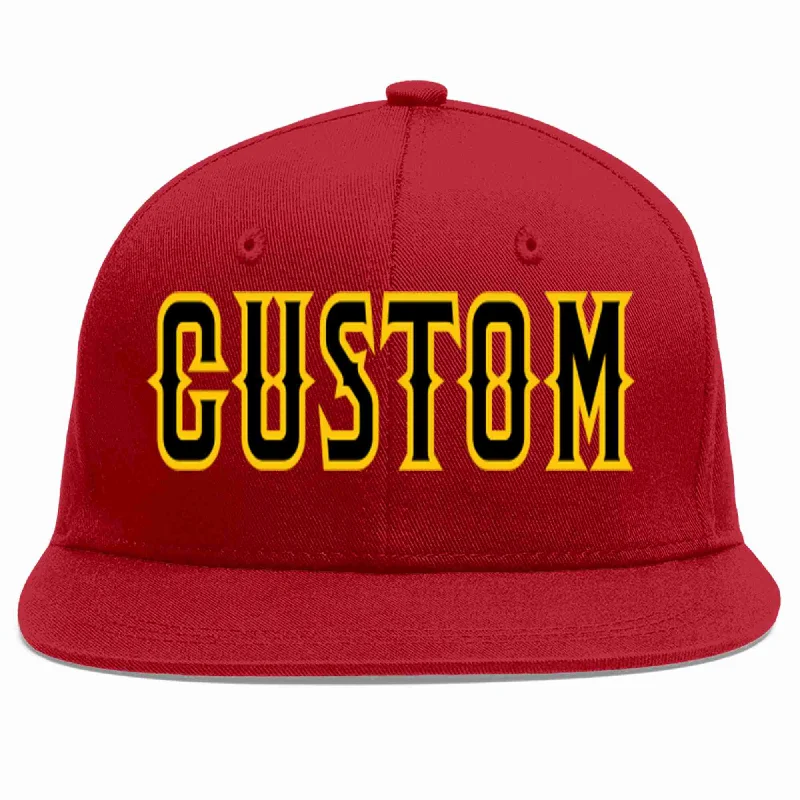 Punk Baseball Cap-Custom Red Black-Gold Casual Sport Baseball Cap