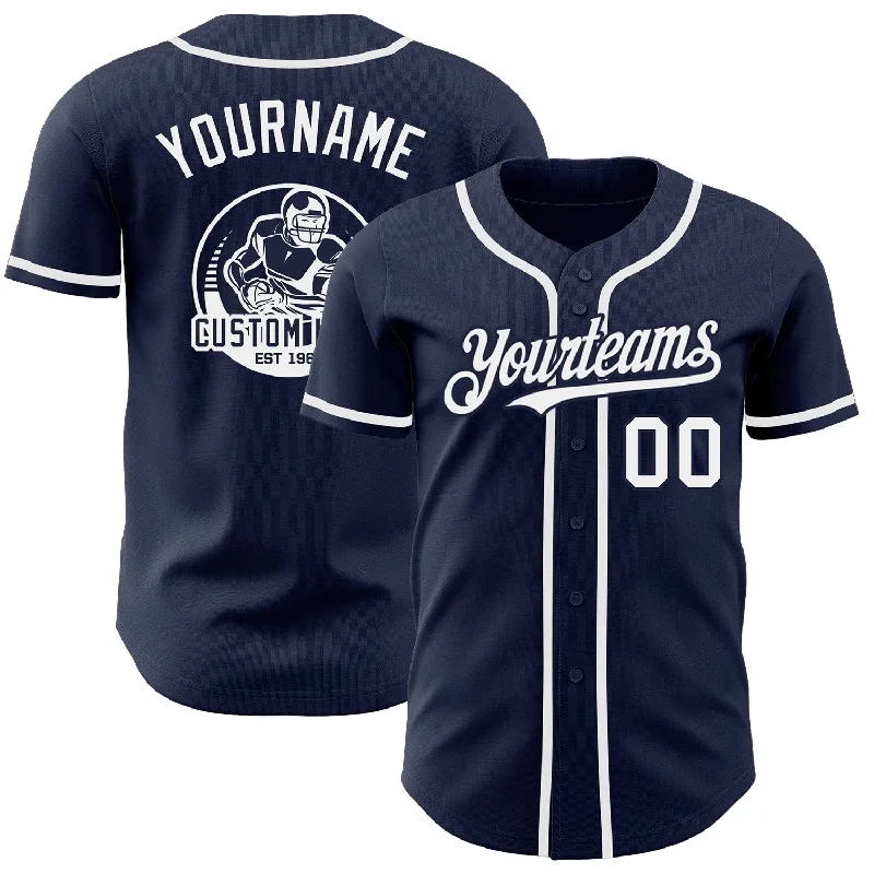 Fashion Baseball Jersey-Custom Navy White Authentic Baseball Jersey