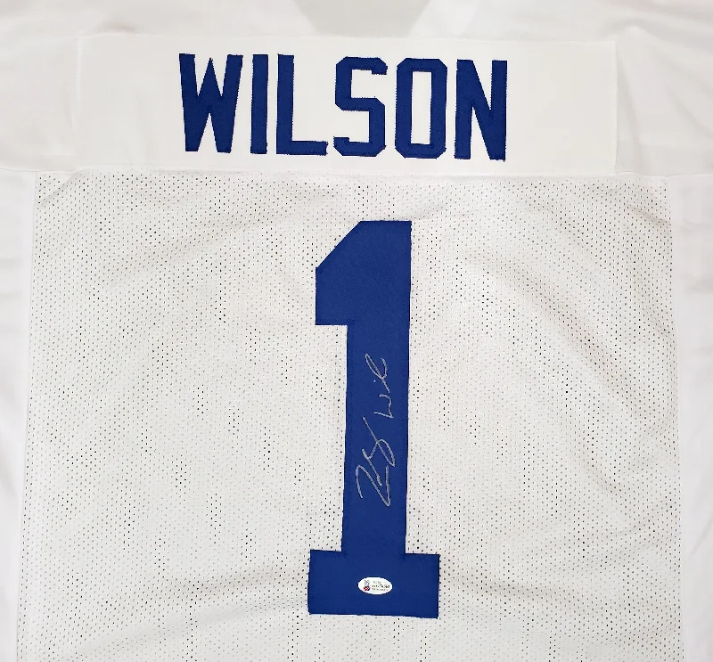 Printed Football Helmet-BYU Cougars Zach Wilson Autographed White Jersey Beckett BAS Stock #191150